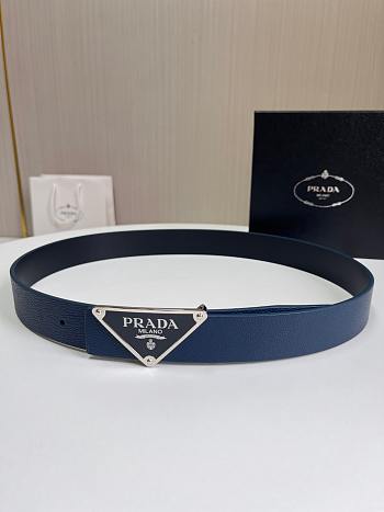 Bagsaaa Prada Belt Blue & Silver - 3.5cm