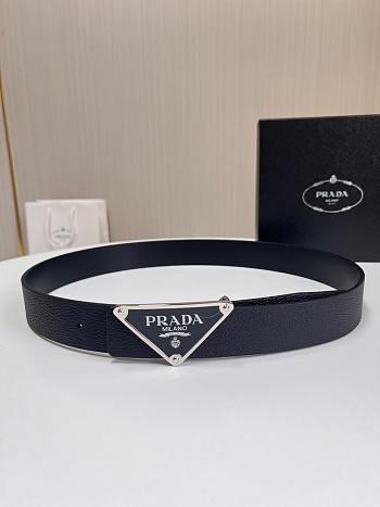 Bagsaaa Prada Belt Black & Silver - 3.5cm
