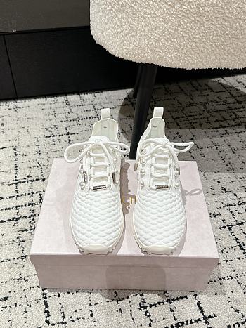 Bagsaaa Jimmy Choo Veles White Textured Knit Trainers