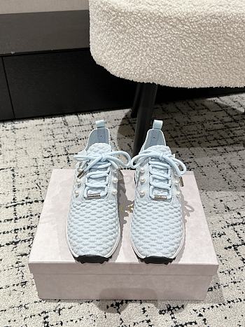 Bagsaaa Jimmy Choo Veles Blue Textured Knit Trainers
