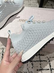 Bagsaaa Jimmy Choo Veles Blue Textured Knit Trainers - 4