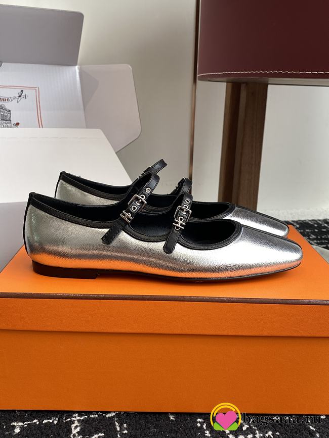 Bagsaaa Hermes Lilia ballet flat silver - 1