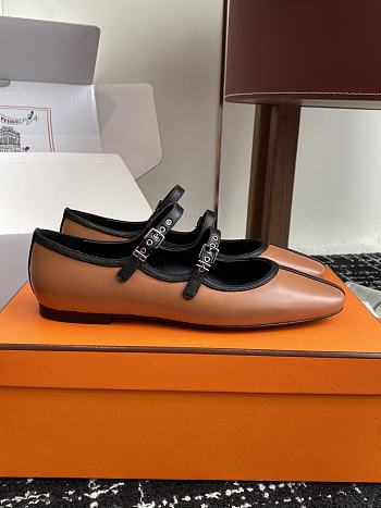 Bagsaaa Hermes Lilia ballet flat brown