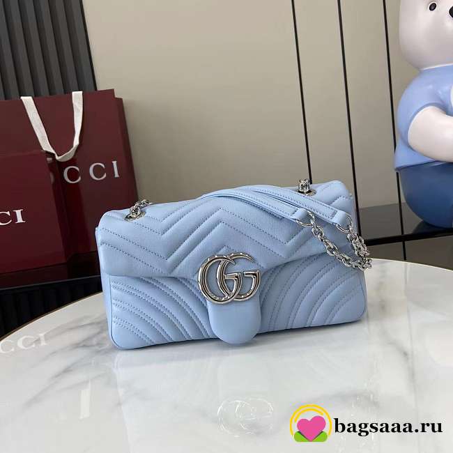 Bagsaaa Gucci GG Marmont medium shoulder bag 837267 light blue - 26cm - 1