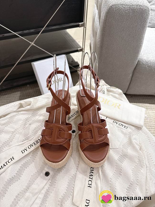 Bagsaaa Dior D-Club Wedge Sandal Brown - 1