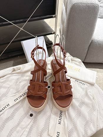 Bagsaaa Dior D-Club Wedge Sandal Brown