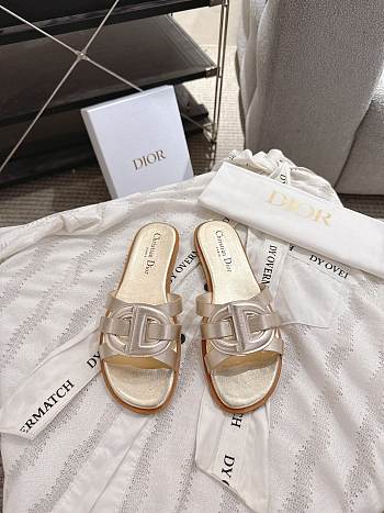 Bagsaaa Dior D-Club Slide Gold-Tone Laminated Calfskin