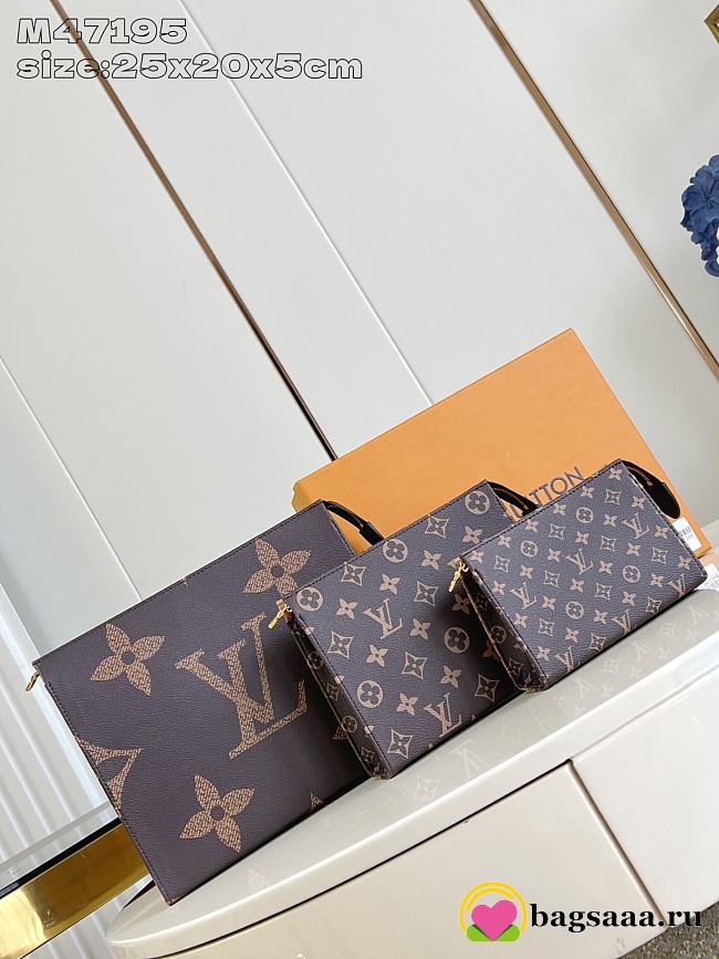 Bagsaaa LV Trio Toilet Pouch Set M47195 Monogram Reverse - 1