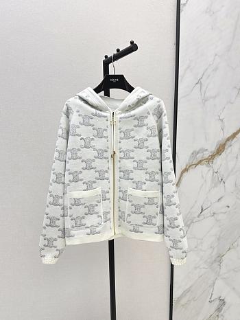 Bagsaaa Celine Triomphe Pattern Zip-Up Hoodie