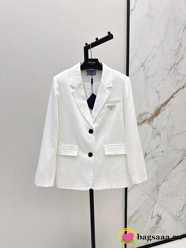 Bagsaaa Prada White Single-Breasted Blazer - 1