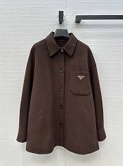 Bagsaaa Prada Dark Brown Wool Overshirt with Logo - 1