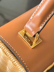 Bagsaaa Celine Teen Garance Bag In Wicker And Natural Calfskin 119672 - 18.5cm - 3