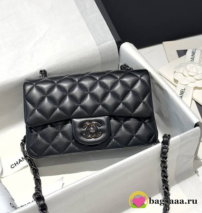 Bagsaaa Chanel Mini Flap Bag Full Black Lambskin - 20cm - 1