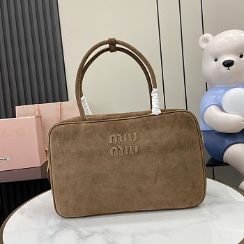 Bagsaaa Miu Miu Leather Beau bag 5BB117 brown suede - 34x23x10 cm