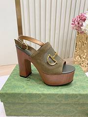 Bagsaaa Gucci Women's platform sandal with Horsebit 834420 green - 3