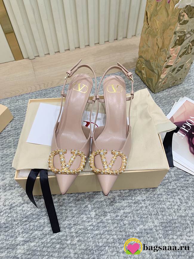 Bagsaaa Valentino Vlogo Signature Slingback Calfskin Pump With Jewel Logo 80Mm - 1