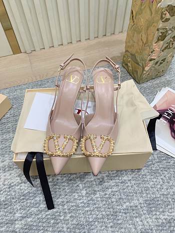 Bagsaaa Valentino Vlogo Signature Slingback Calfskin Pump With Jewel Logo 80Mm