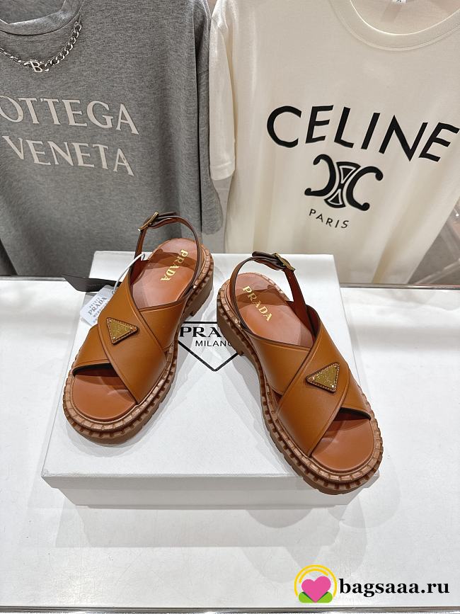 Bagsaaa Prada Leather sandals 1X105O brown - 1