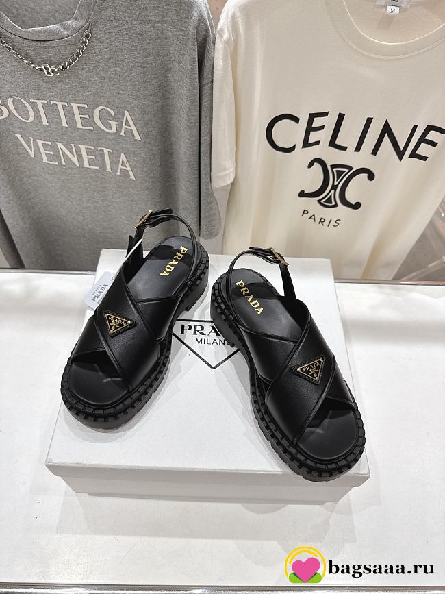 Bagsaaa Prada Leather sandals 1X105O black - 1