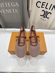 Bagsaaa LV Romy Flat Ballerina Brown Mesh - 1