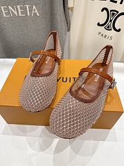 Bagsaaa LV Romy Flat Ballerina Brown Mesh - 2