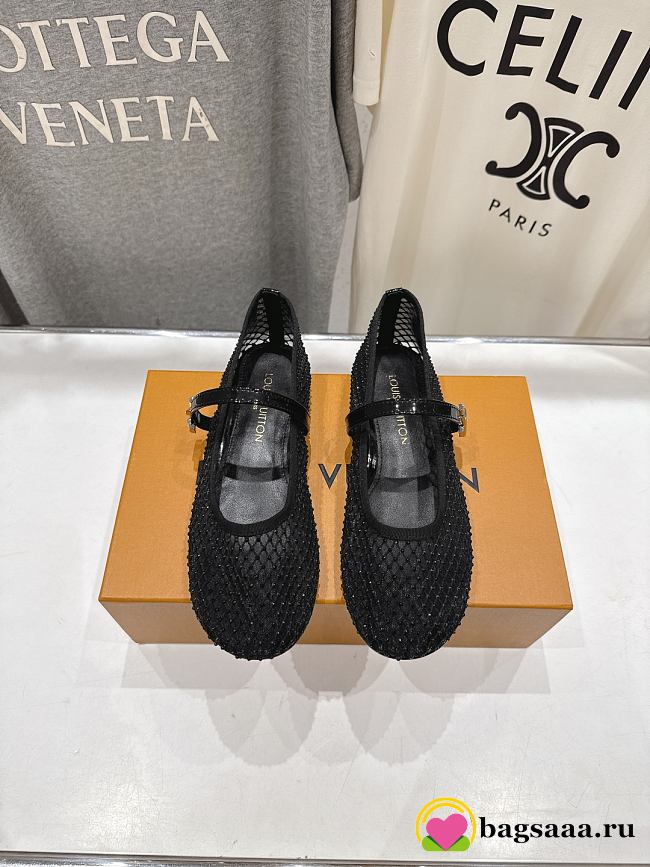 Bagsaaa LV Romy Flat Ballerina Black Mesh - 1