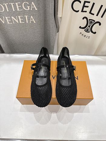 Bagsaaa LV Romy Flat Ballerina Black Mesh