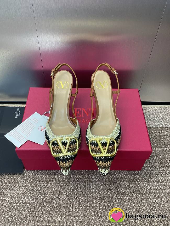 Bagsaaa Valentino Vlogo Signature Slingback Pump With Crochet Embroidery 80Mm - 1