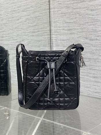 Bagsaaa Dior Small D-Motion Bag Black Macrocannage Crinkled Calfskin - 19.5cm