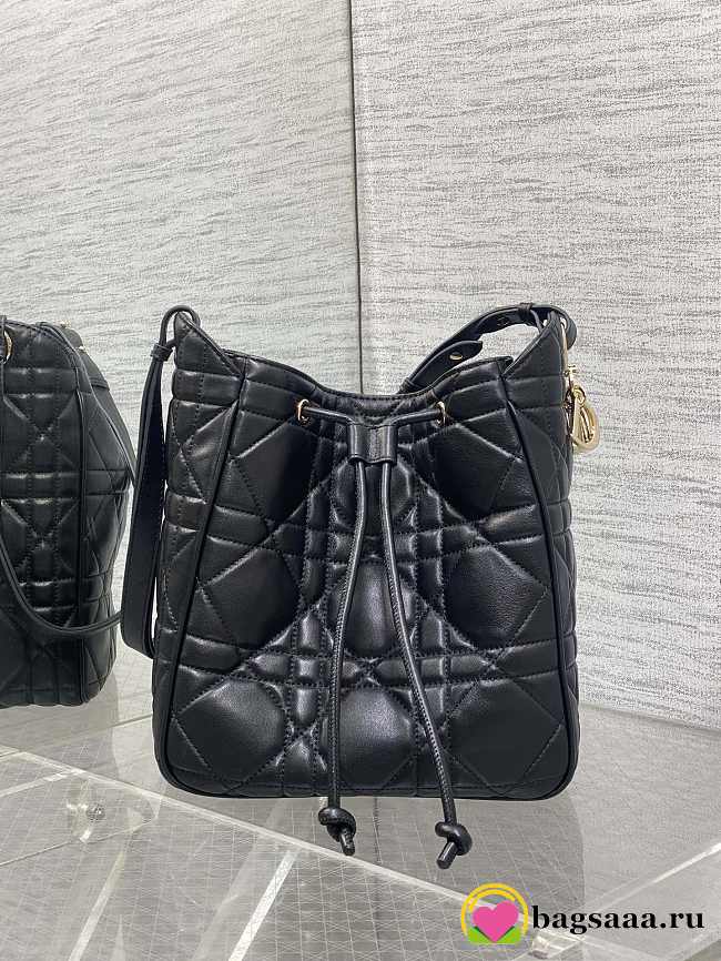 Bagsaaa Dior Medium D-Motion Bag Black Macrocannage Lambskin - 24cm - 1