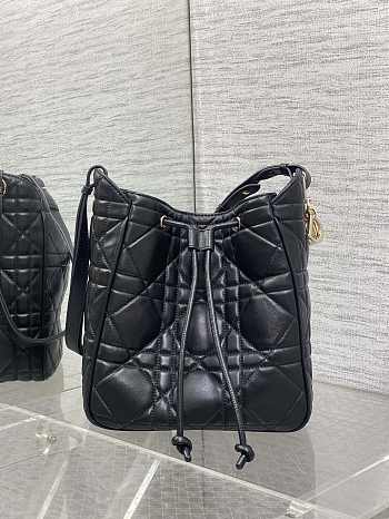 Bagsaaa Dior Medium D-Motion Bag Black Macrocannage Lambskin - 24cm