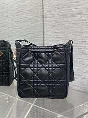 Bagsaaa Dior Medium D-Motion Bag Black Macrocannage Lambskin - 24cm - 3