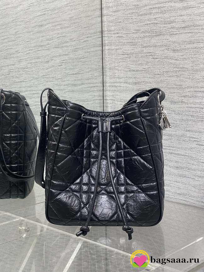 Bagsaaa Dior Medium D-Motion Bag Black Macrocannage Crinkled Calfskin - 24cm - 1