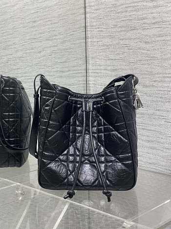 Bagsaaa Dior Medium D-Motion Bag Black Macrocannage Crinkled Calfskin - 24cm