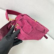 Bagsaaa Prada Explore medium suede shoulder bag with flap Burgundy 1BD394 - 30cm - 4