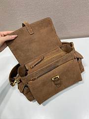 Bagsaaa Prada Explore medium suede shoulder bag with flap Brown 1BD394 - 30cm - 4