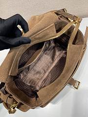 Bagsaaa Prada Explore medium suede shoulder bag with flap Brown 1BD394 - 30cm - 2