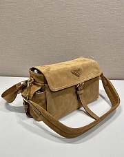 Bagsaaa Prada Explore medium suede shoulder bag with flap Beige 1BD394 - 30cm - 4