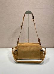 Bagsaaa Prada Explore medium suede shoulder bag with flap Beige 1BD394 - 30cm - 3