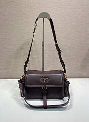 Bagsaaa Medium Prada Explore nappa leather shoulder bag with flap 1BD394 dark brown - 30cm - 1
