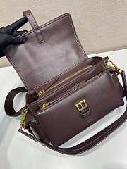 Bagsaaa Medium Prada Explore nappa leather shoulder bag with flap 1BD394 dark brown - 30cm - 3