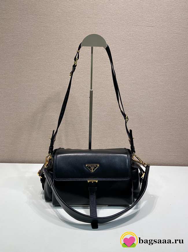 Bagsaaa Medium Prada Explore nappa leather shoulder bag with flap 1BD394 black - 30cm - 1
