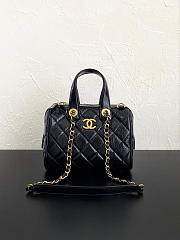 Bagsaaa Chanel Small Bowling Bag AS5578 Black Patent Crumpled Calfskin - 21cm - 1