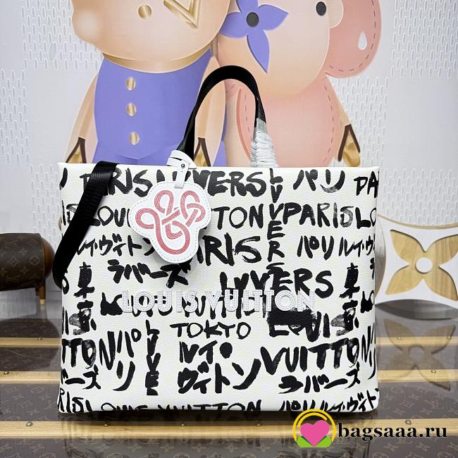Bagsaaa LV N40797 Shopper Tote MM Pharrell Williams White/Black - 40cm - 1