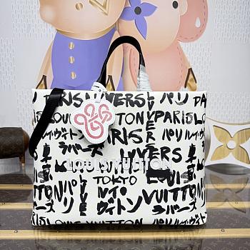 Bagsaaa LV N40797 Shopper Tote MM Pharrell Williams White/Black - 40cm