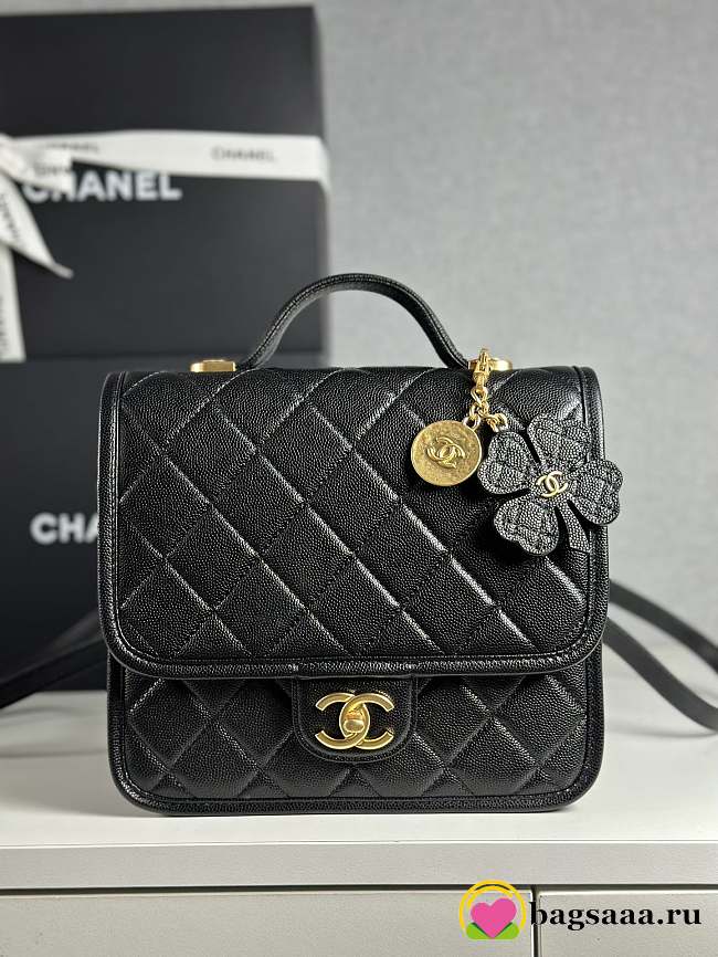 Bagsaaa Chanel Backpack AS5715 Black Grained Shiny Calfskin - 22cm - 1