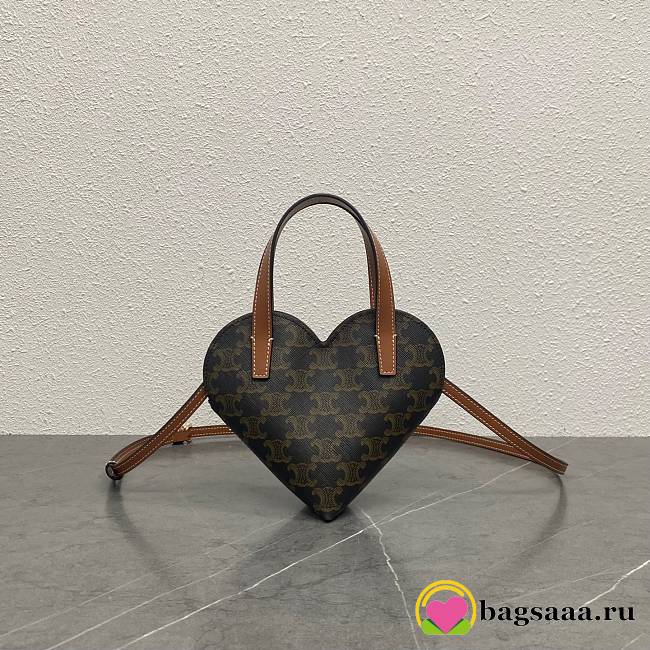 Bagsaaa Teen Coeur Celine In Triomphe Canvas And Calfskin 10P512 - 19cm - 1
