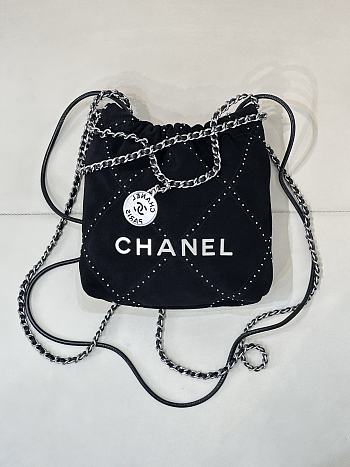 Bagsaaa Chanel 22 Mini Handbag Black Suede AS3980 - 20 × 19 × 6 cm