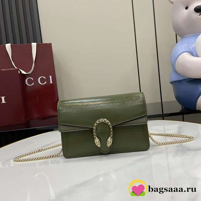 Bagsaaa Gucci Dionysus mini shoulder bag 837370 Green patent - 17.5cm - 1