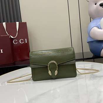 Bagsaaa Gucci Dionysus mini shoulder bag 837370 Green patent - 17.5cm